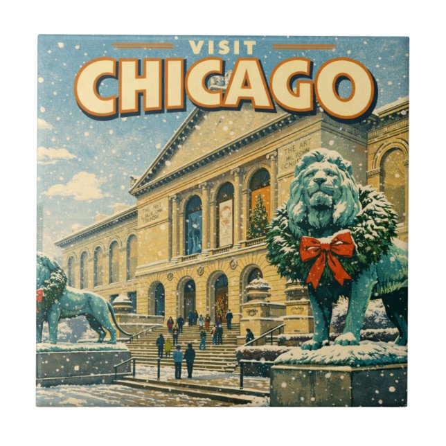 Azulejo Póster del Instituto de Arte de Chicago en inviern (Frente)