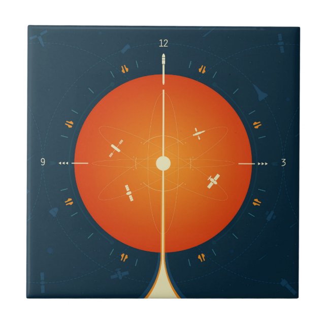Azulejo Poster del reloj atómico del espacio profundo, ver (Frente)