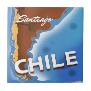Azulejo Poster del viaje del vintage de Chile Santiago