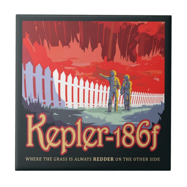 Azulejo Poster Retro Espacial De Kepler-186f. (Frente)