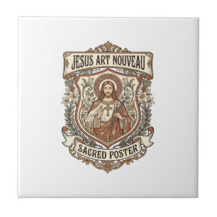 Azulejo Póster Sagrado Jesús Art Nouveau Jesús Art Nouveau