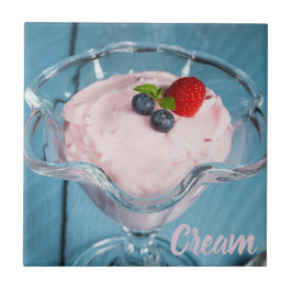 Azulejo Postre de crema de frambuesa con menta y regalo de