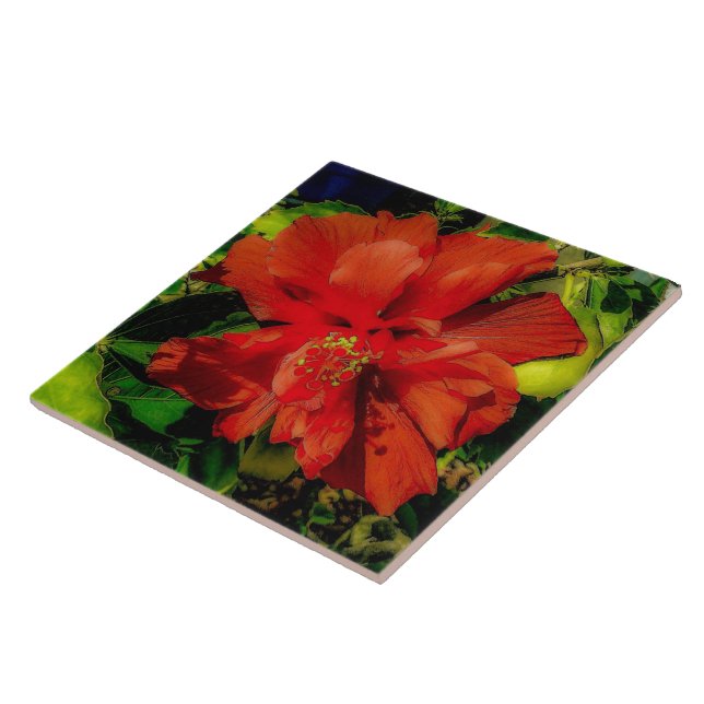 Azulejo Potencia de flor roja (Lado)