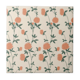 Azulejo Pradera Retro Botánica Trébol | Arcilla Asolada