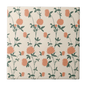 Azulejo Pradera Retro Botánica Trébol Arcilla Asolada