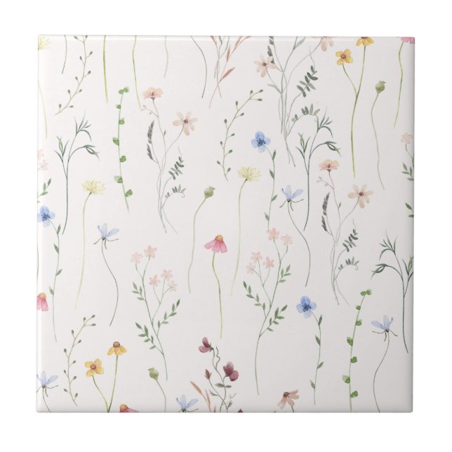 Azulejo pradera rosa de color de agua (Frente)