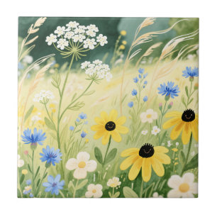 Azulejo Prado de flores silvestres caprichoso 