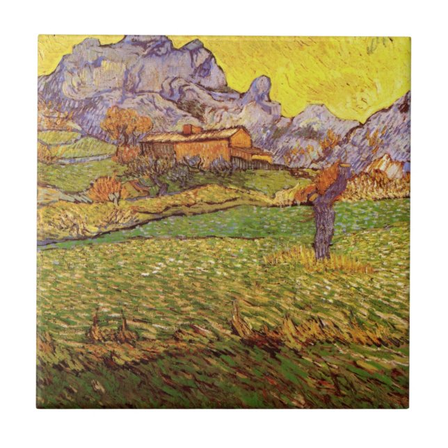 Azulejo Prado en las montañas de Vincent van Gogh (Frente)