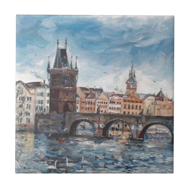 Azulejo Prag - pintura del puente de charles (Frente)
