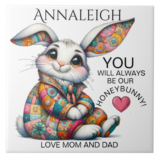 Azulejo Preciosa invitación a los Conejitos de Pascua (Frente)