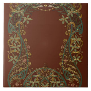 Azulejo Precioso Nouveau Floral Con Lirio