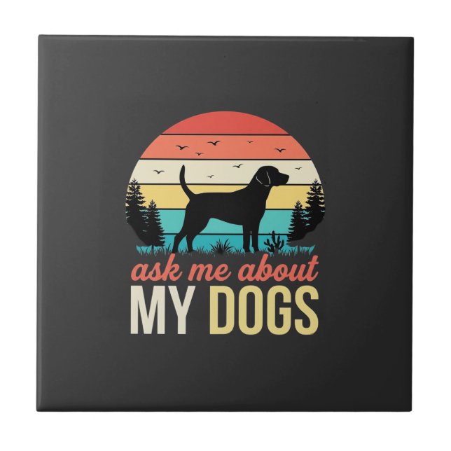 Azulejo Pregúntame sobre mis perros Retro Sunset_1 (Frente)