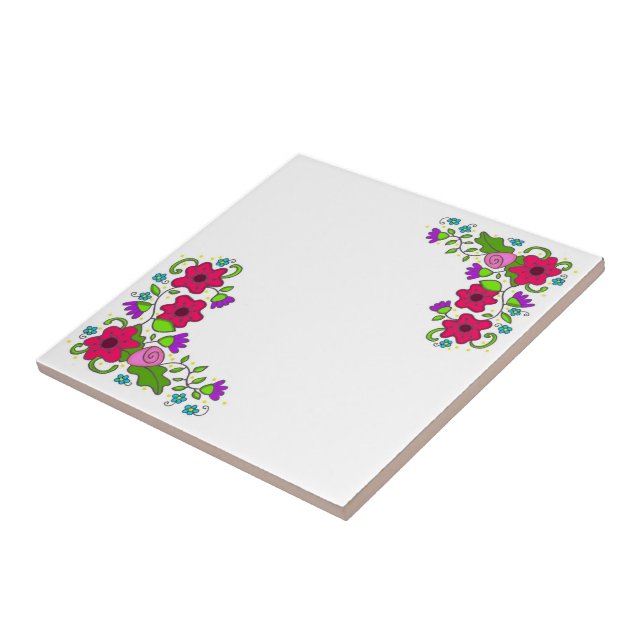 Azulejo PREMIO del TBA - arte popular del adorno floral (Lado)