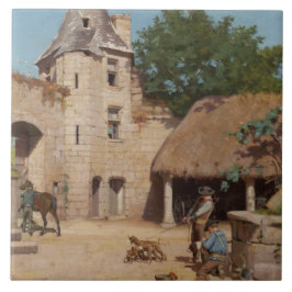 Azulejo Prepararse para la caza (escena medieval)