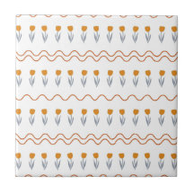 Preppy Groovy Stripe Tulip Flower Pattern