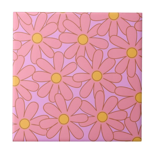 Azulejo Preppy Hippie Pink Purple Flower Pattern (Frente)