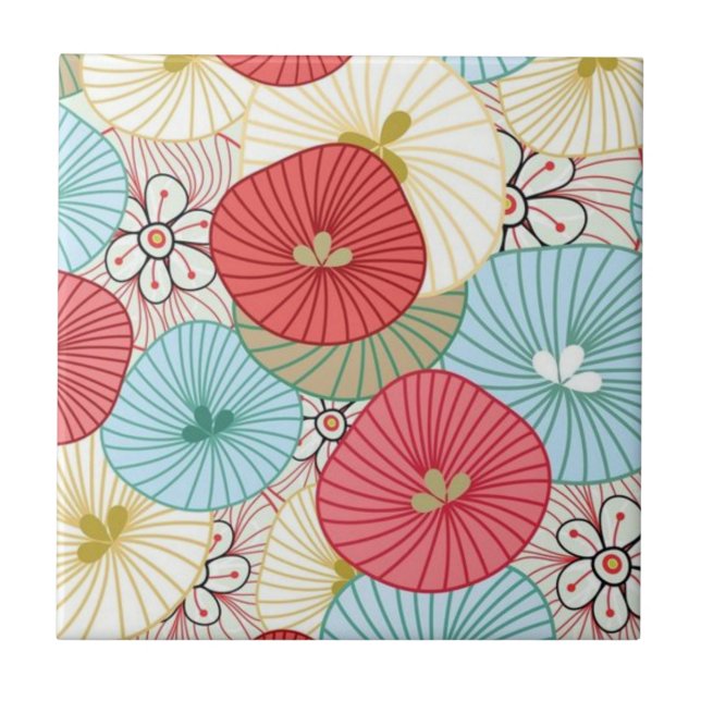 Azulejo Pretty Abract Colorful Busy Floral Pattern (Frente)
