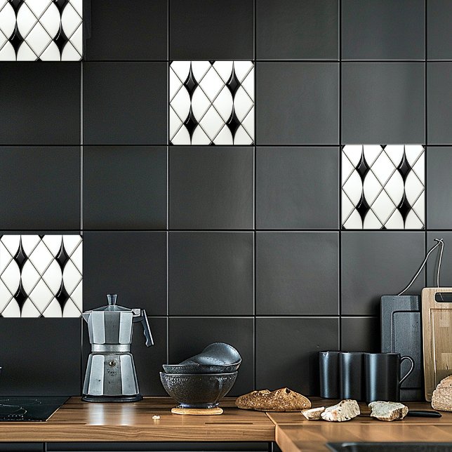 Azulejo Pretty Black White Diamond Pattern (Subido por el creador)