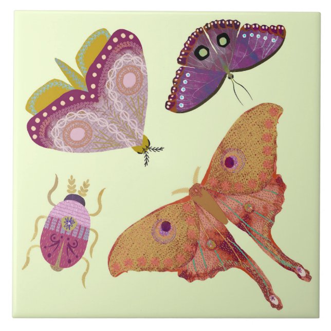 Azulejo Pretty Butterflies Ceramic Tile (Frente)
