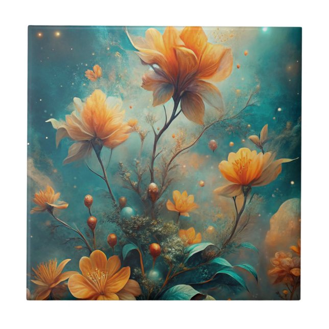 Azulejo Pretty Orange Flowers  (Frente)