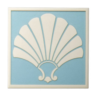 Azulejo Pretty Pale Blue and off White Deco Ceramic
