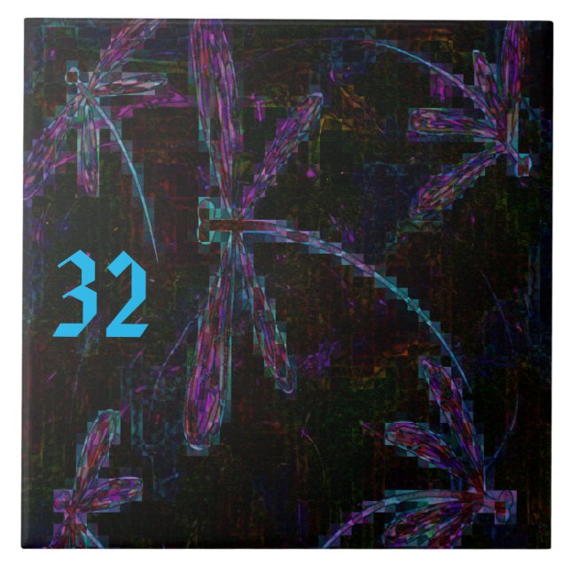 Azulejo Pretty Pink and Purple Dragonflies (Frente)