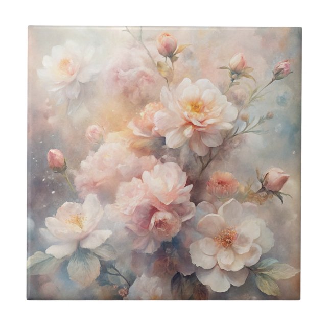 Azulejo Pretty Pink and White Flowers  (Frente)