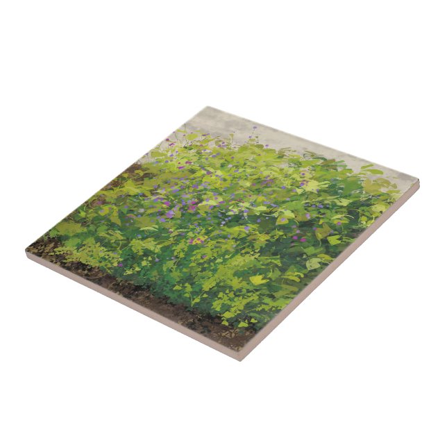 Azulejo Pretty Watercolor Floral Bush Graphic Art Painting (Lado)