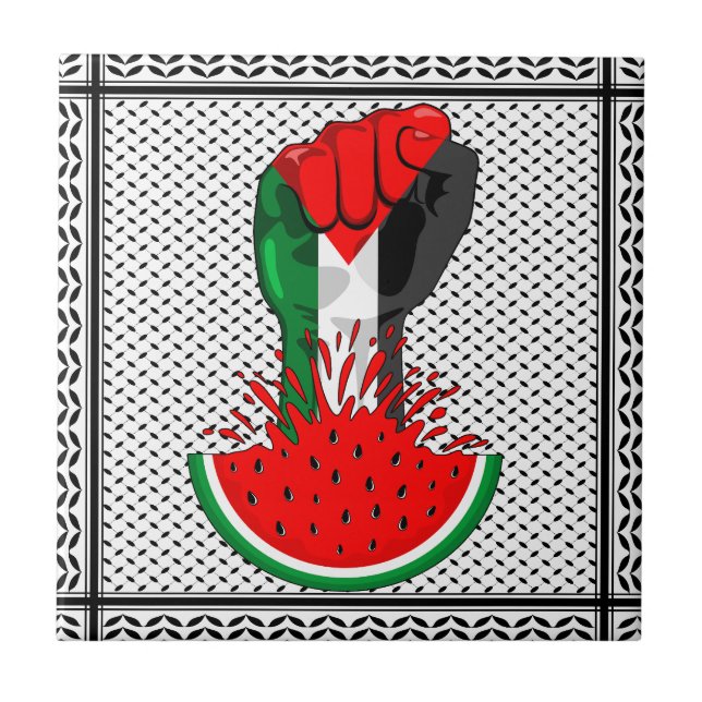Azulejo Prima de resistencia palestina sobre la sandía (Frente)