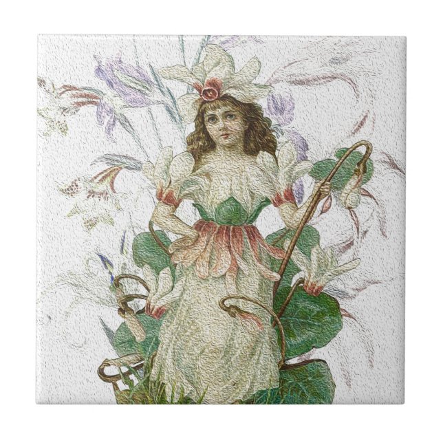 Azulejo Primavera 1 - Ángel del jardín (Frente)