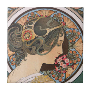 Azulejo Primavera de Alfonso Mucha - arte Nouveau del
