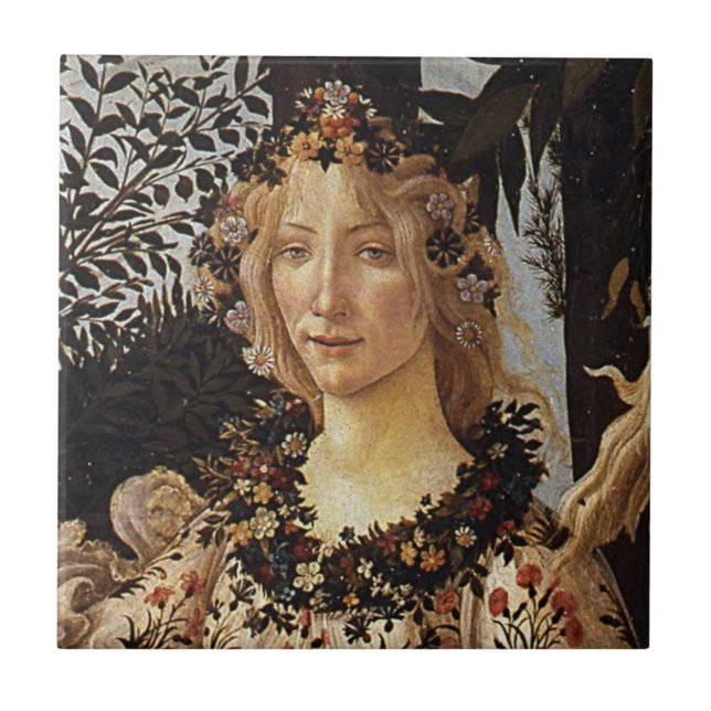Azulejo Primavera, detalles de Flora por Sandro Botticelli (Frente)