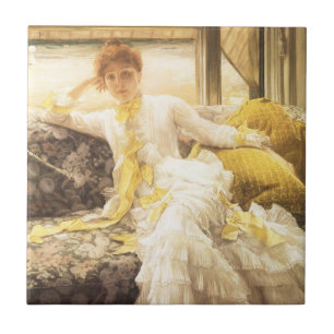 Azulejo Primavera (junto al mar) por James Tissot, retrato