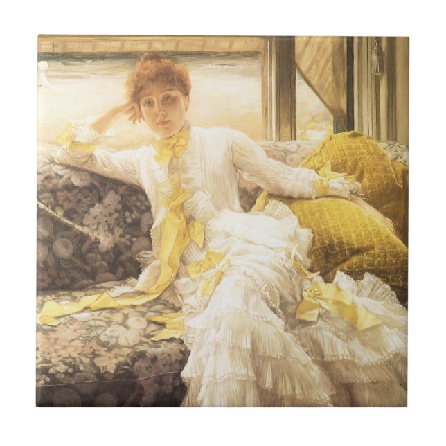 Azulejo Primavera (junto al mar) por James Tissot, retrato (Frente)