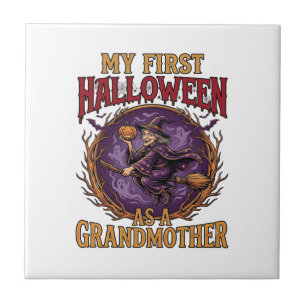 Azulejo Primer Halloween como Bruja Abuela Calabaza Murcié