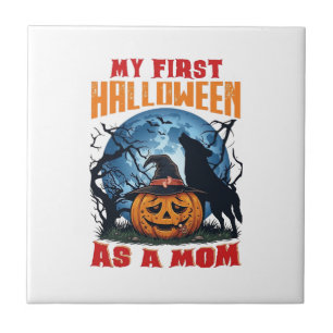 Azulejo Primer Halloween como mamá calabaza lobo luna_1