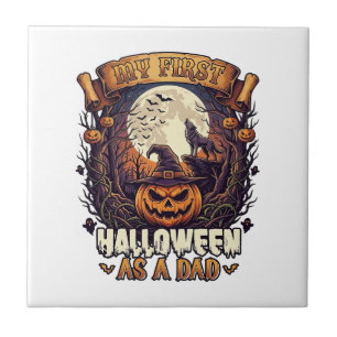 Azulejo Primer Halloween como Papá Calabaza Lobo Luna_1