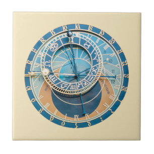 Azulejo Primer plano del reloj astronómico de Praga, R. Ch