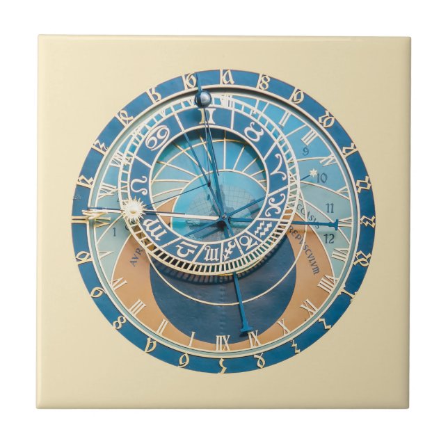 Azulejo Primer plano del reloj astronómico de Praga, R. Ch (Frente)