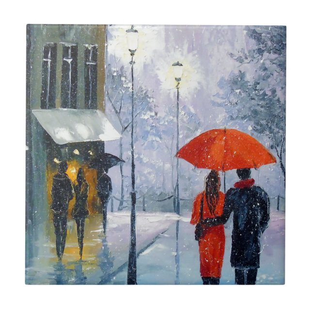 Azulejo Primera nieve en París (Frente)