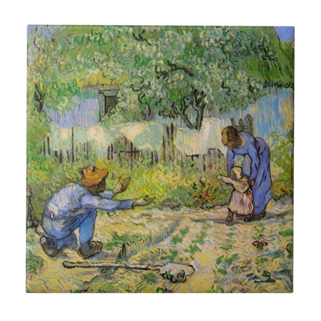 Azulejo Primeros pasos (según Millet) por Vincent van Gogh (Frente)