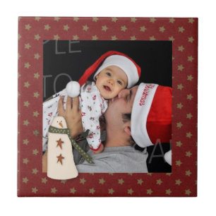 Azulejo Primitive Country Snowman Personalizado foto en mo