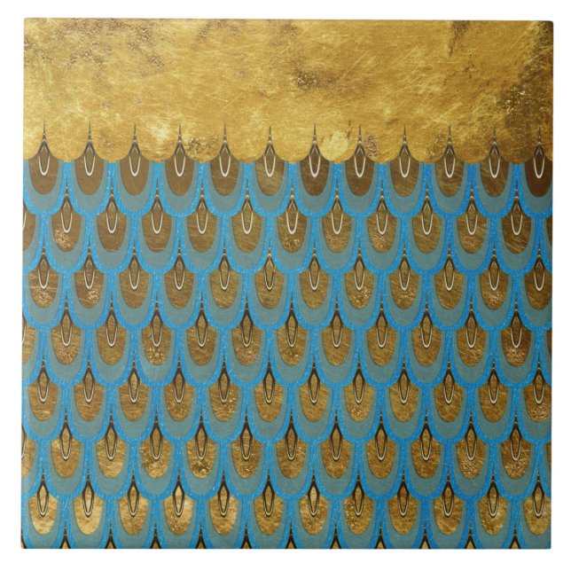 Azulejo Princesa brillante Mermaid Glitter Scales del oro (Frente)