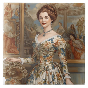 Azulejo Princesa clásica y hermosa con acentos florales