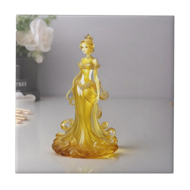 Azulejo Princesa de cristal con vestido amarillo (Frente)