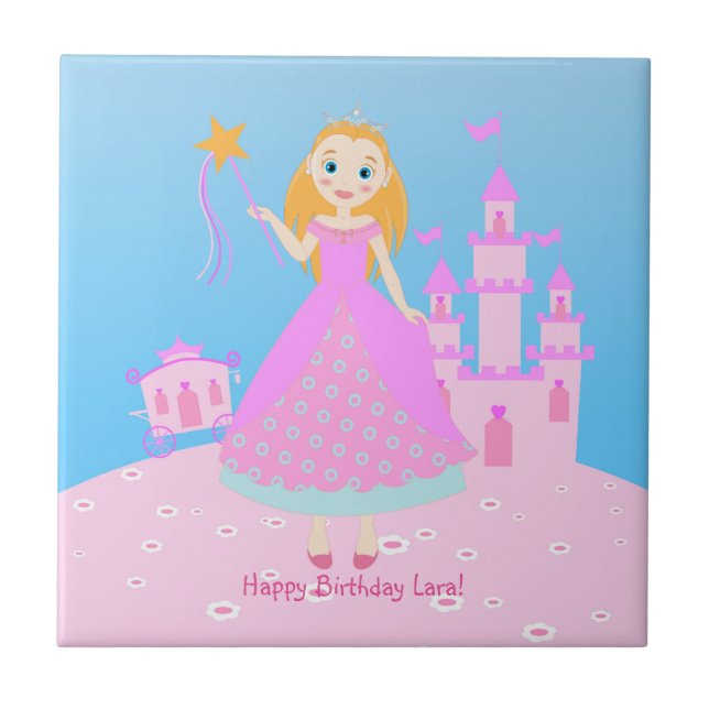 Azulejo Princesa de cuento de hadas en Fiesta de nacer ros (Frente)