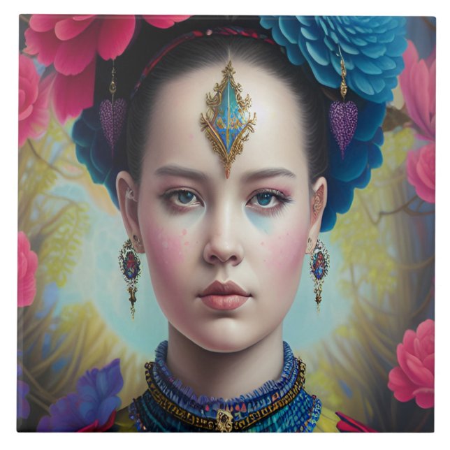 Azulejo Princesa de estilo con vestimenta escocesa (Frente)