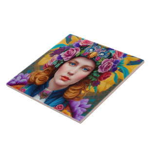 Azulejo Princesa de pelo rizado