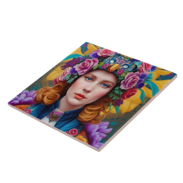 Azulejo Princesa de pelo rizado  (Lado)