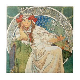 Azulejo Princesa Hyacinth Tile de Alfonso Mucha
